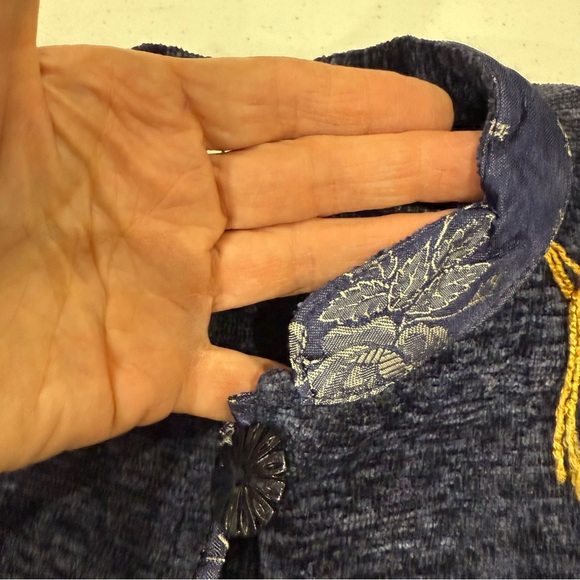 Flashback Jacket Blue/Gold Blazer Velvet Satin Patchwork Boho Women’s Size Small - Picture 11 of 16